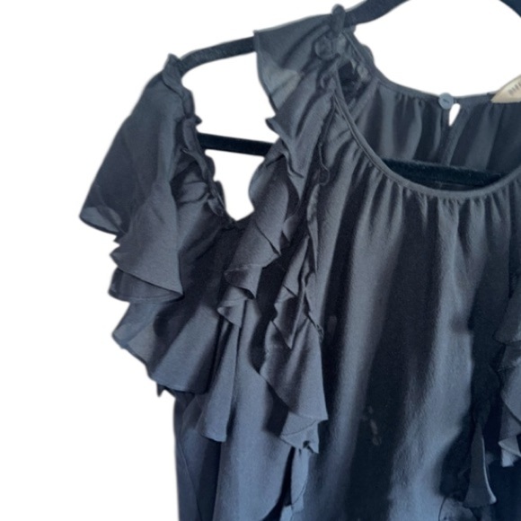 Rebecca Taylor Ruffle Silk Tank Top Black Size 12 Retail $250 Feminine - Picture 6 of 12